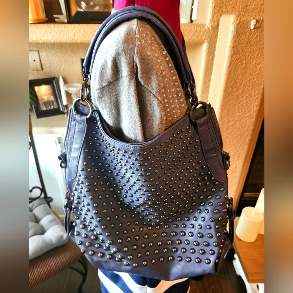Chic Blue Studded Tote